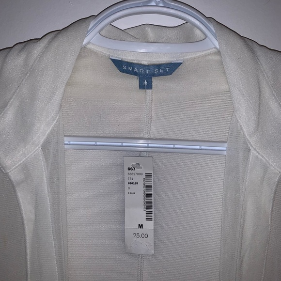 [M]👚SMART SET off-white sheer button up - Picture 3 of 8